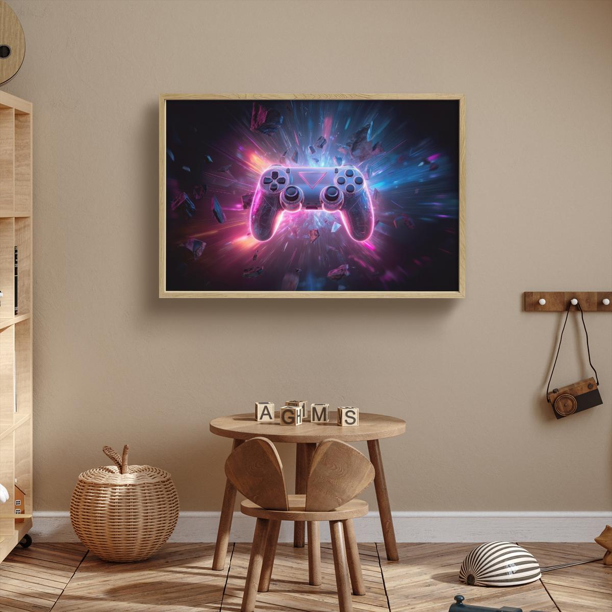 NACHTTISCHLAMPE MIT AKKU Controller - Neon - Explosion - Abstrakt 100x70 cm - Violett, Holzwerkstoff (8/100/70cm) - OnlyWow