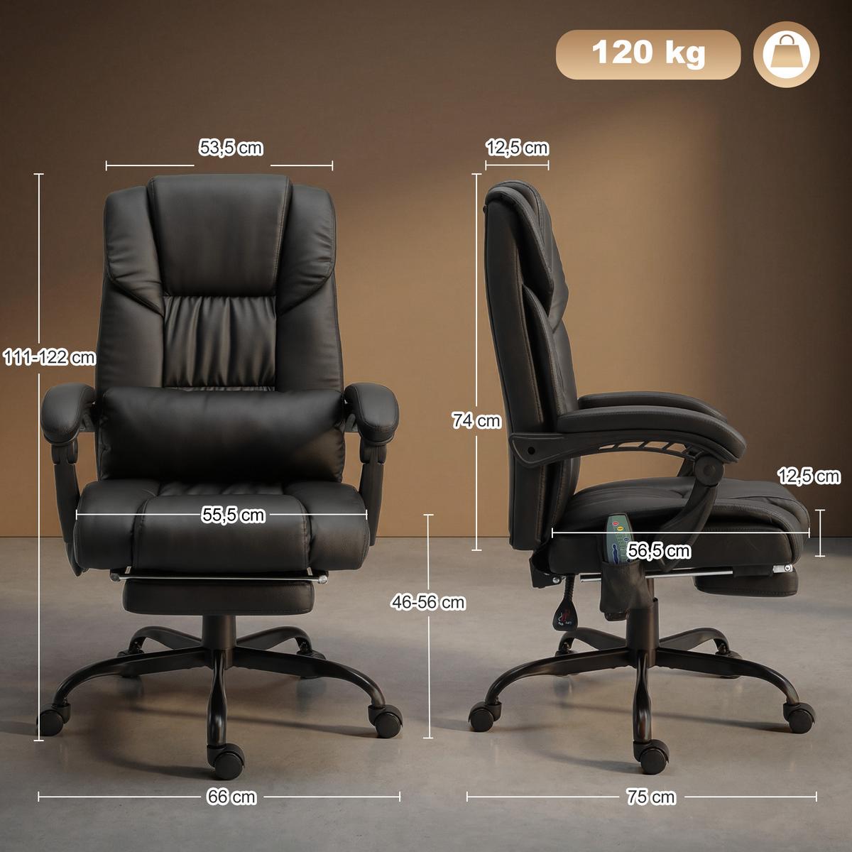 BÜROSTUHL Kunstleder Schwarz - Schwarz, Kunststoff/Metall (75/122/66cm) - Vinsetto