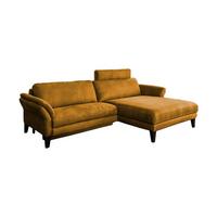 ECKSOFA MALTA Gold Webstoff - Goldfarben/Schwarz, Buchenholz/Textil (302/175cm) - KAWOLA