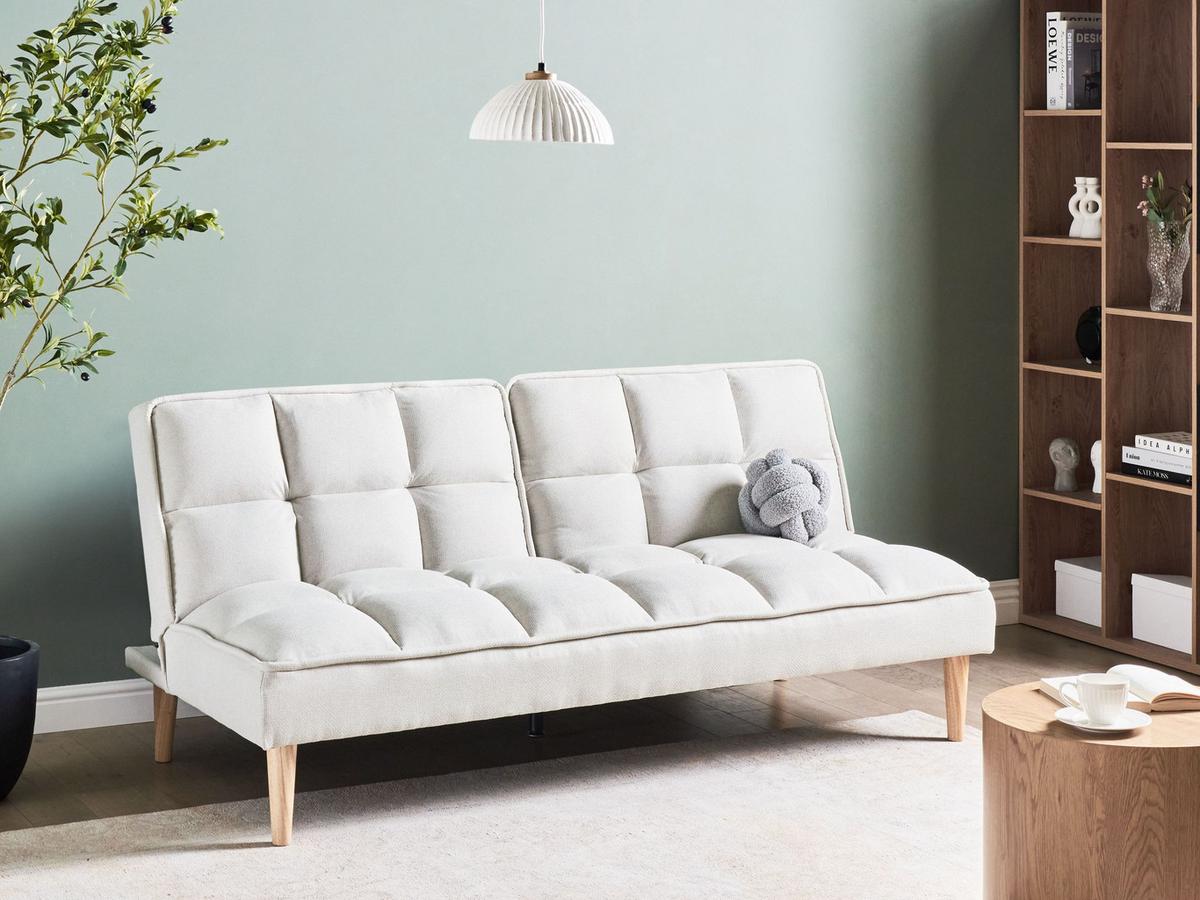 SCHLAFSOFA 3-Sitzer Stoff Cremeweiß Siljan - Creme, Textil (177/80/80cm) - Beliani