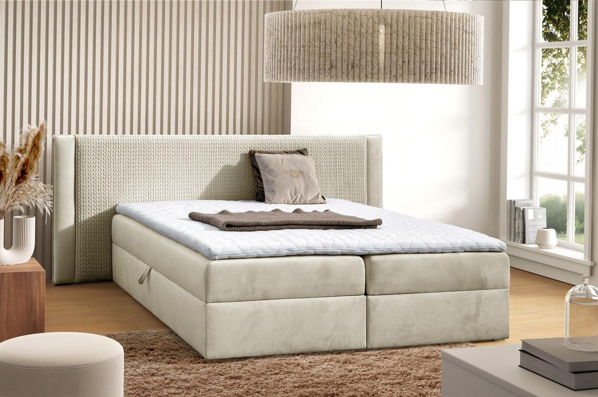 BOXBETT Cedric In Magic Velvet - Creme, Holzwerkstoff/Textil (120/200cm) - Fun Möbel