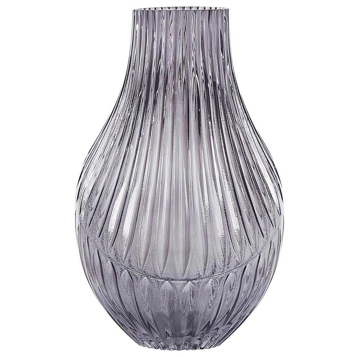 BLUMENVASE Glas grau Myrsina - Grau, Glas (36cm) - Beliani