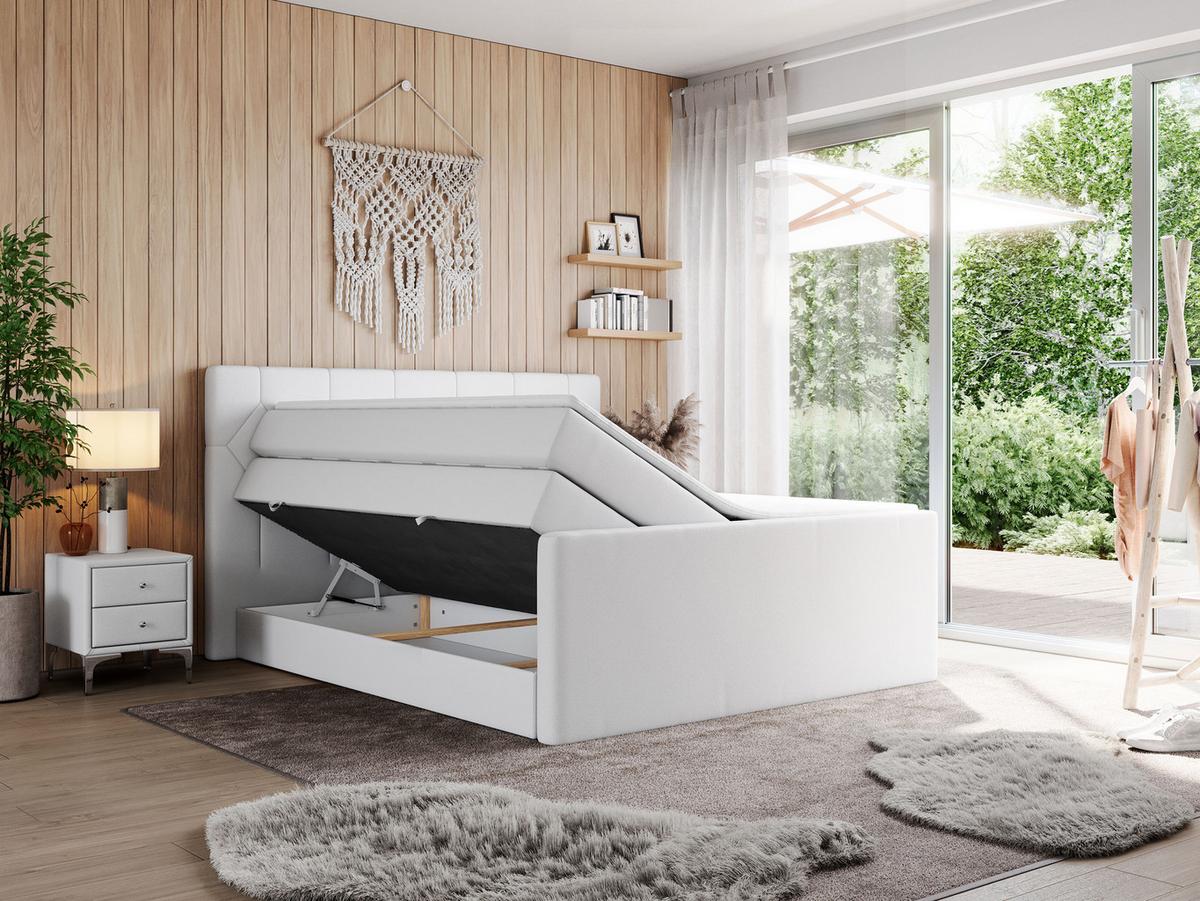 BOXSPRINGBETT KING EIGAR 140/200 Weiß Kunstleder - H3 - Weiß, Holz/Textil (140/200cm) - MKS