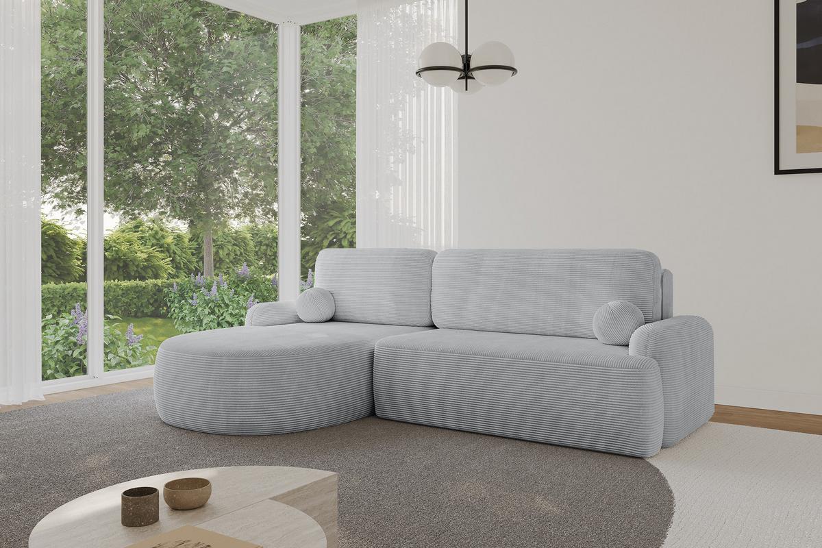 ECKSOFA mit Schlaffunktion und Bettkasten LIRA-L - 264x172x89Grau - Grau, Holzwerkstoff/Textil (264/172cm) - ALTDECOR