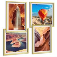 BILDER SET 4er Set - 50x50 cm & 40x60 cm Goldrahmen - Wasserfall in der Schlucht - Goldfarben, Kunststoff (50/50cm) - TULUP