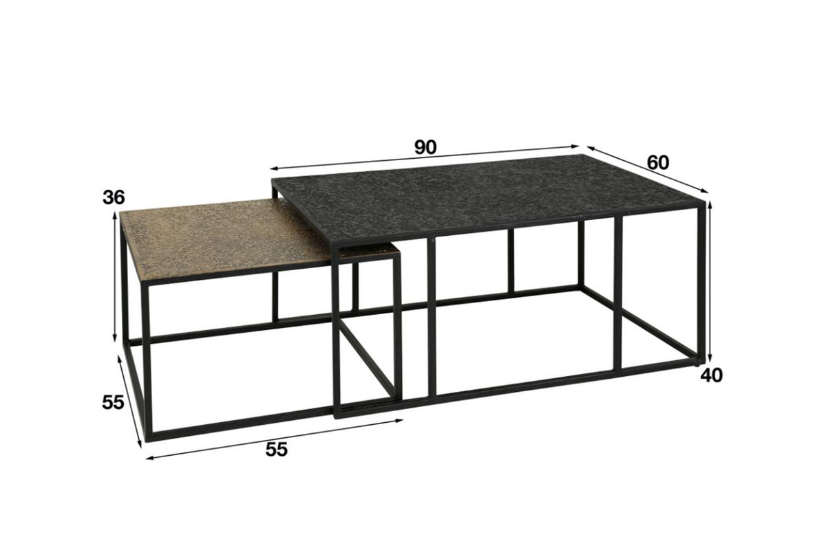 COUCHTISCH ABUNA 2ER SET Multicolor Metall - Multicolor/Schwarz, Metall (60/90/40cm) - KAWOLA