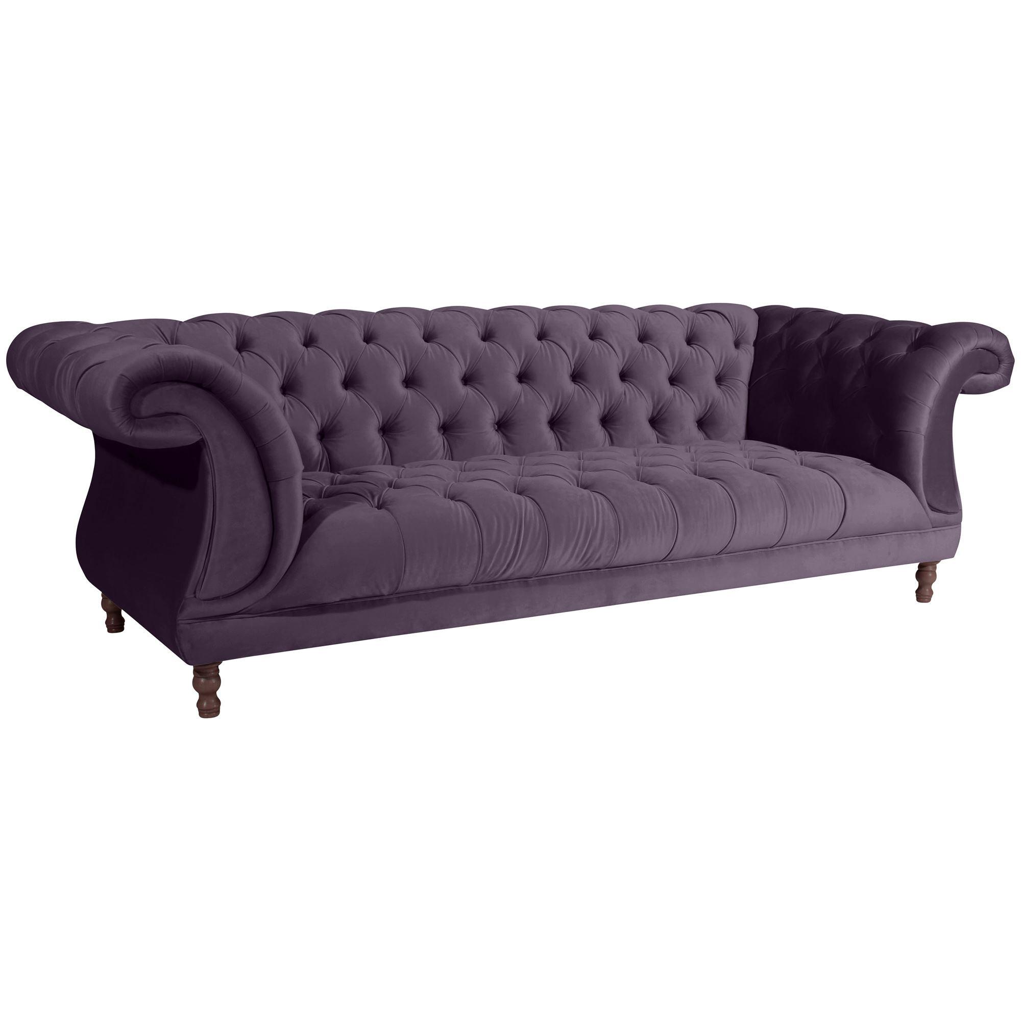 CHESTERFIELD Sofa 3-Sitzer Kaylin Samtvelours purple - Lila, Kunststoff (253/80/100cm) - 58aufmkessel