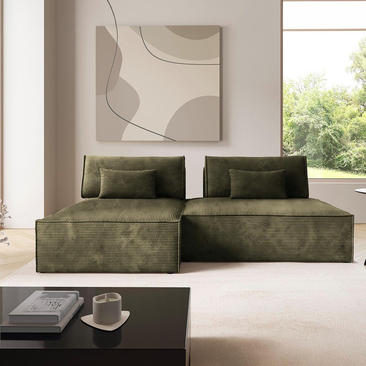 ECKSOFA Georgia Grün - Grün, Holz (236/148cm) - Petits-meubles