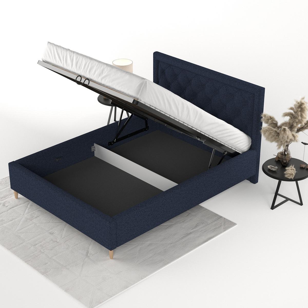 POLSTERBETT Lido 180/200 cm Marineblau im Riva Stoff - Naturfarben/Dunkelblau, Holz/Holzwerkstoff (180/200cm) - AltaBeds