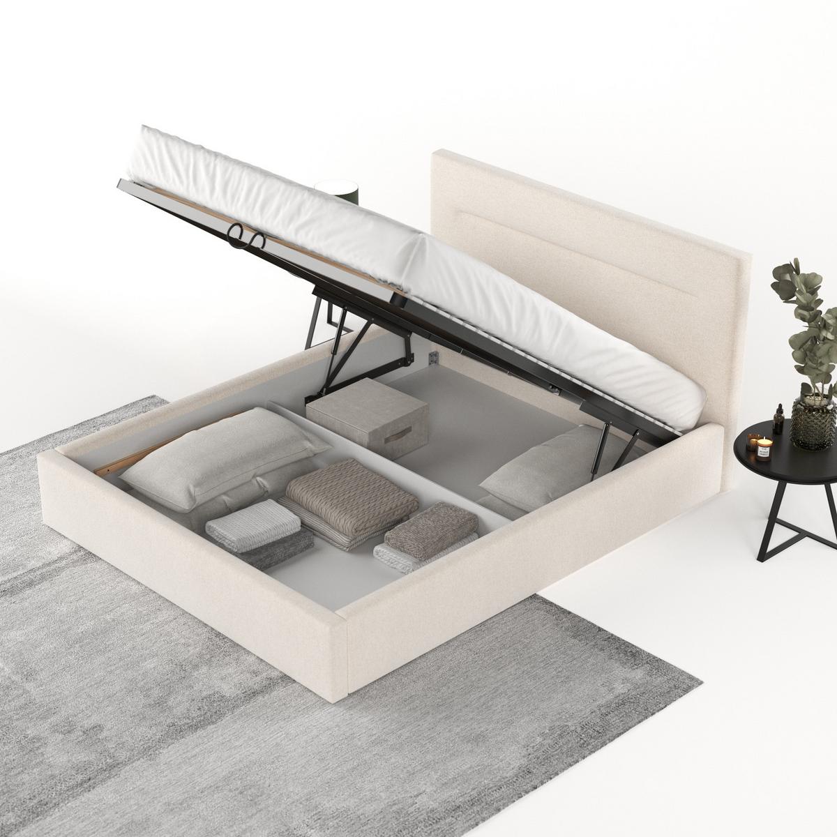 POLSTERBETT Liline 160/200 cm Ecru im Asti Stoff - Ecru/Schwarz, Holz/Holzwerkstoff (160/200cm) - AltaBeds