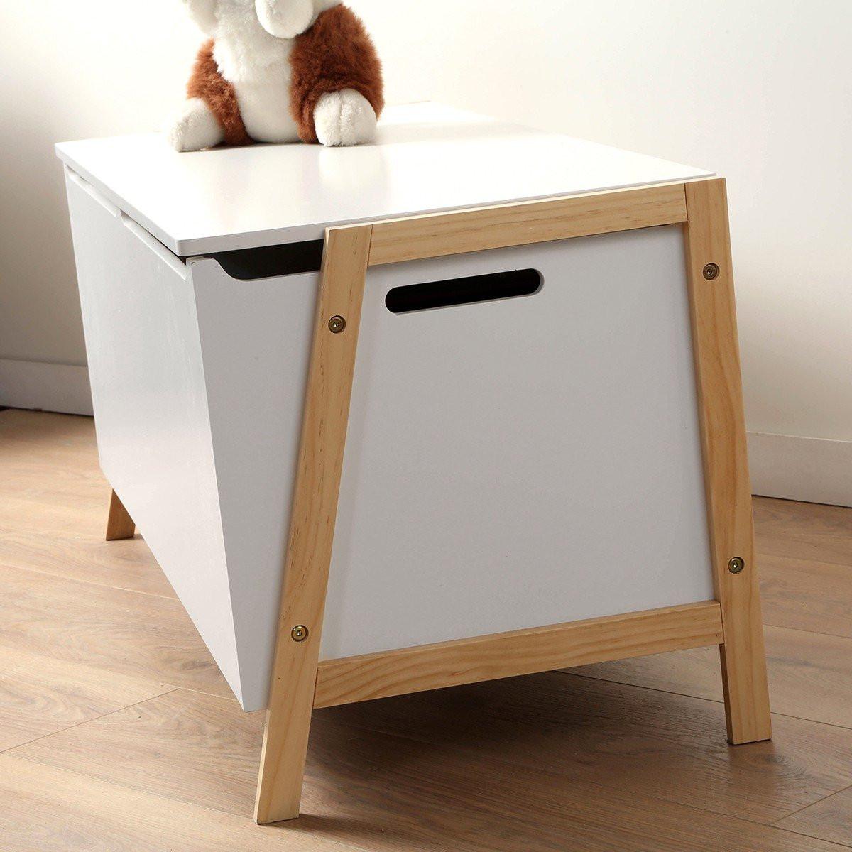 AUFBEWAHRUNGSTRUHE mit 2 Fächern für Kinder 99/40/43 cm - Weiß, Holzwerkstoff (40/43/99cm) - Calicosy