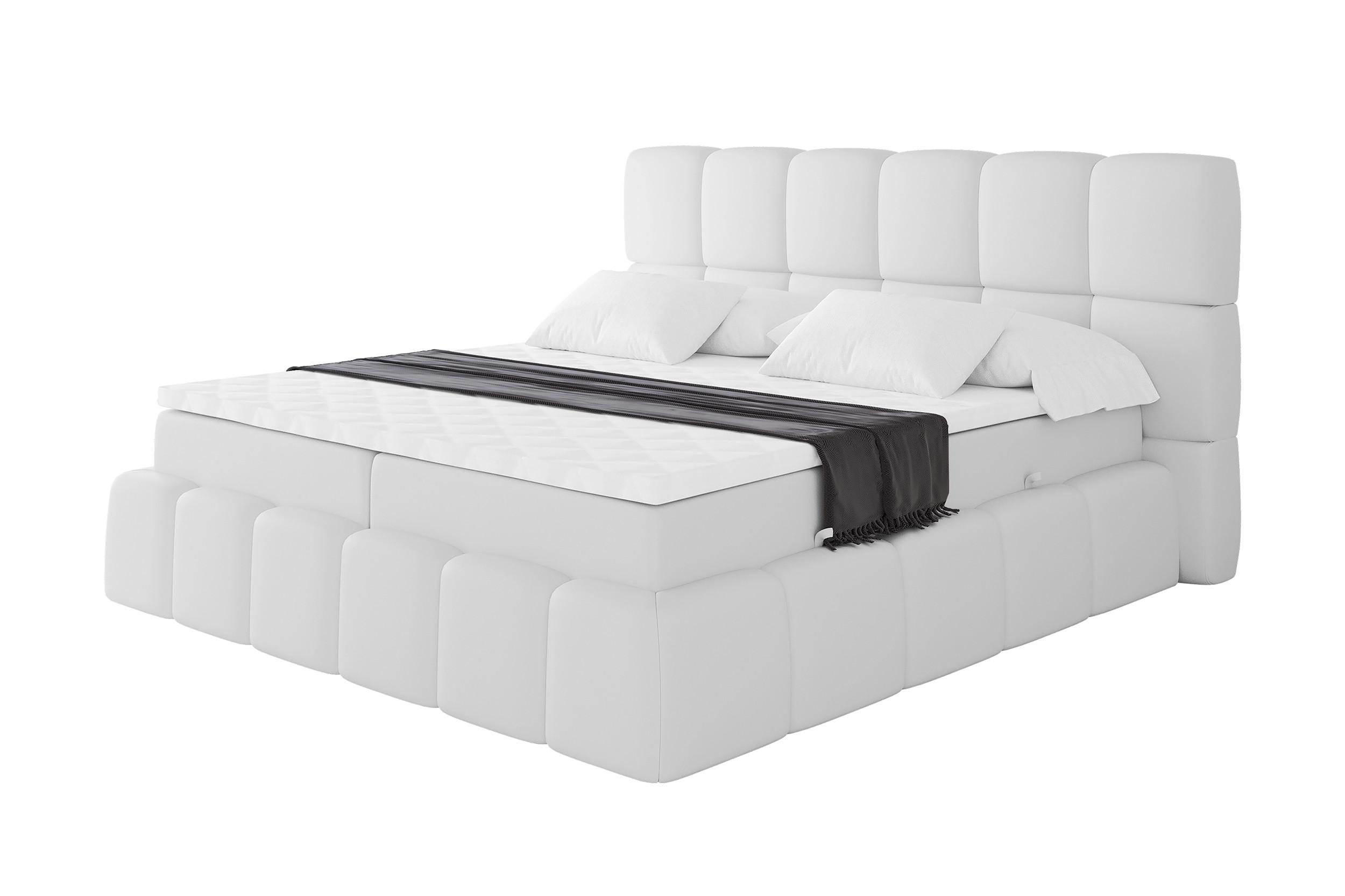 BOXBETT - AURI-H4 - 140x200 Weiß Kunstleder - Weiß, Holzwerkstoff (140/200cm) - ALTDECOR