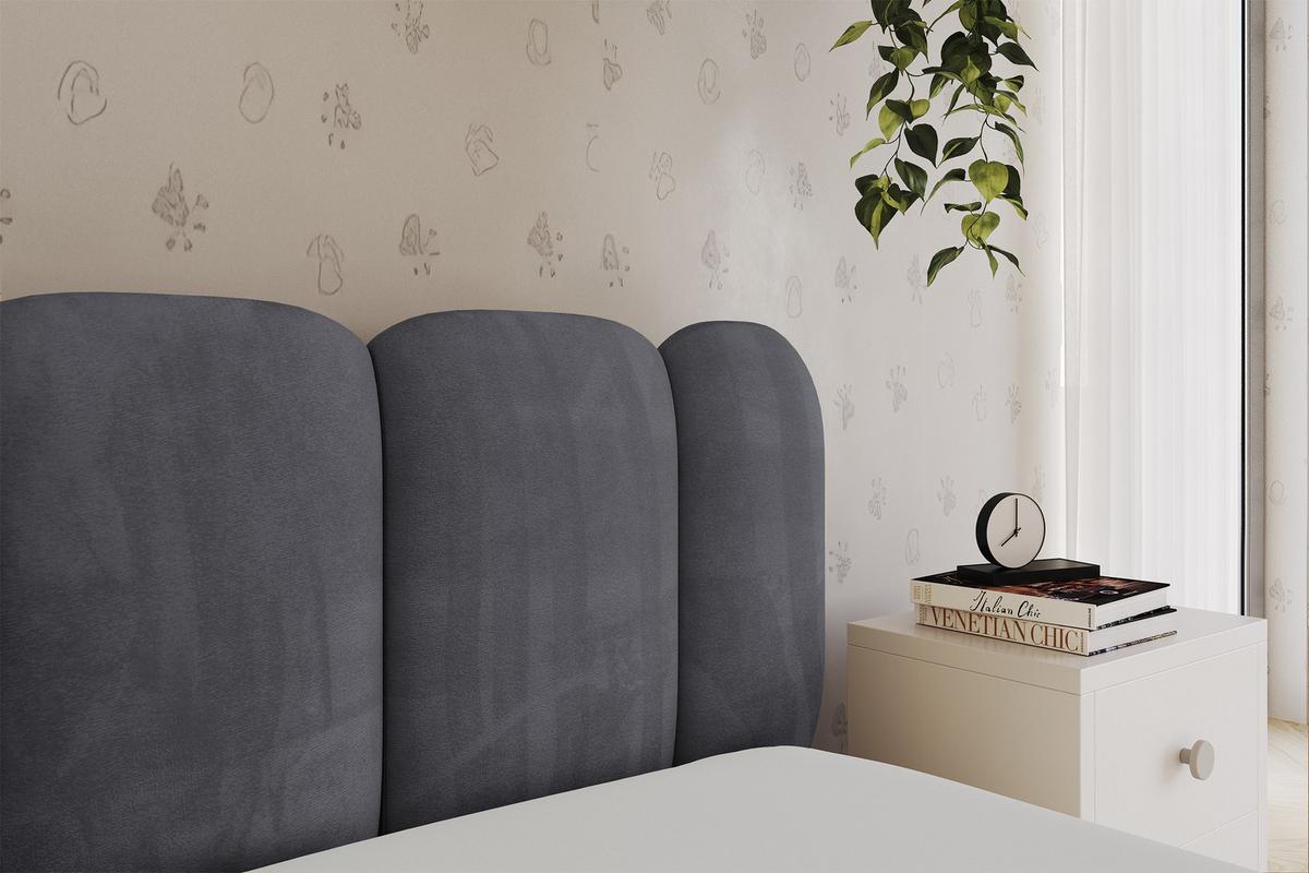 EINZELLBETT Jugendbett mit Bettkasten, Links - AVRY 80x200 Dunkelgrau - Dunkelgrau, Holzwerkstoff/Textil (80/200cm) - ALTDECOR