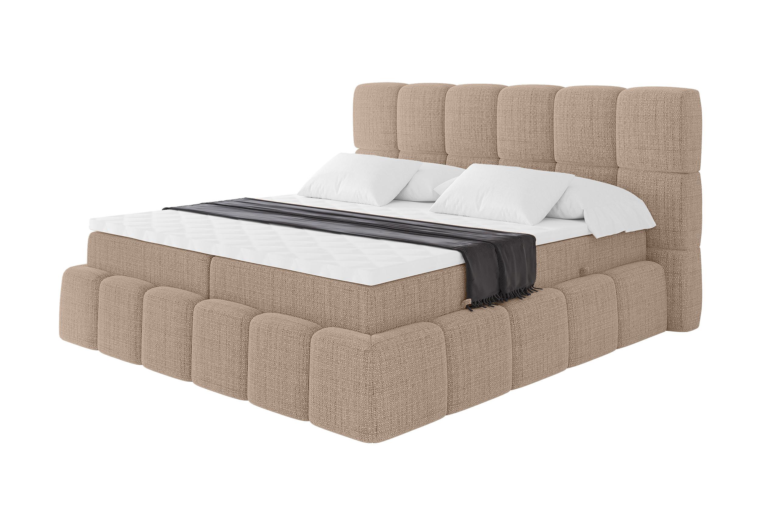 BOXBETT - AURI-H3 - 140x200 Dunkelbeige Aragon - Sandfarben, Holzwerkstoff (140/200cm) - ALTDECOR