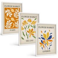 BILDER SET 3er Set - 40x60 cm Weißer Rahmen - Blumenposter Paris Mailand London - Weiß, Kunststoff (40/60cm) - TULUP