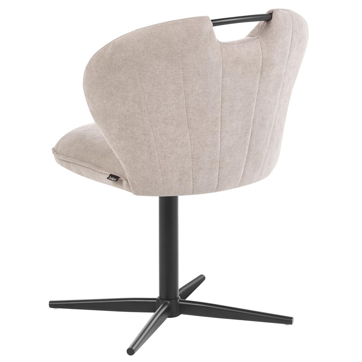 STUHL 2er-Set drehbar Chenillegewebe Beige Worcester - Beige/Schwarz, Textil/Metall (48/80/65cm) - Beliani