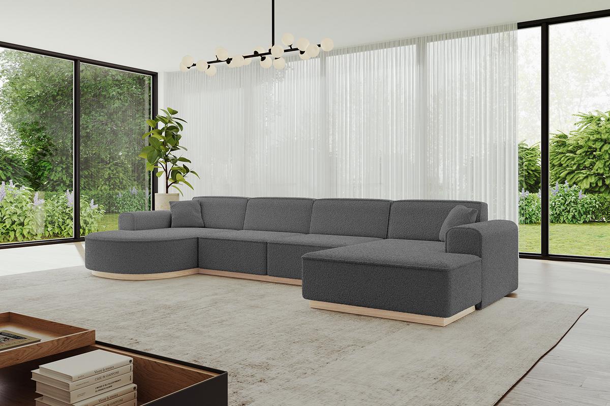 WOHNLANDSCHAFT ARRIO-U2 303x171x83 cm Platinfarben - Platinfarben, Holzwerkstoff/Textil (388/83/171cm) - ALTDECOR