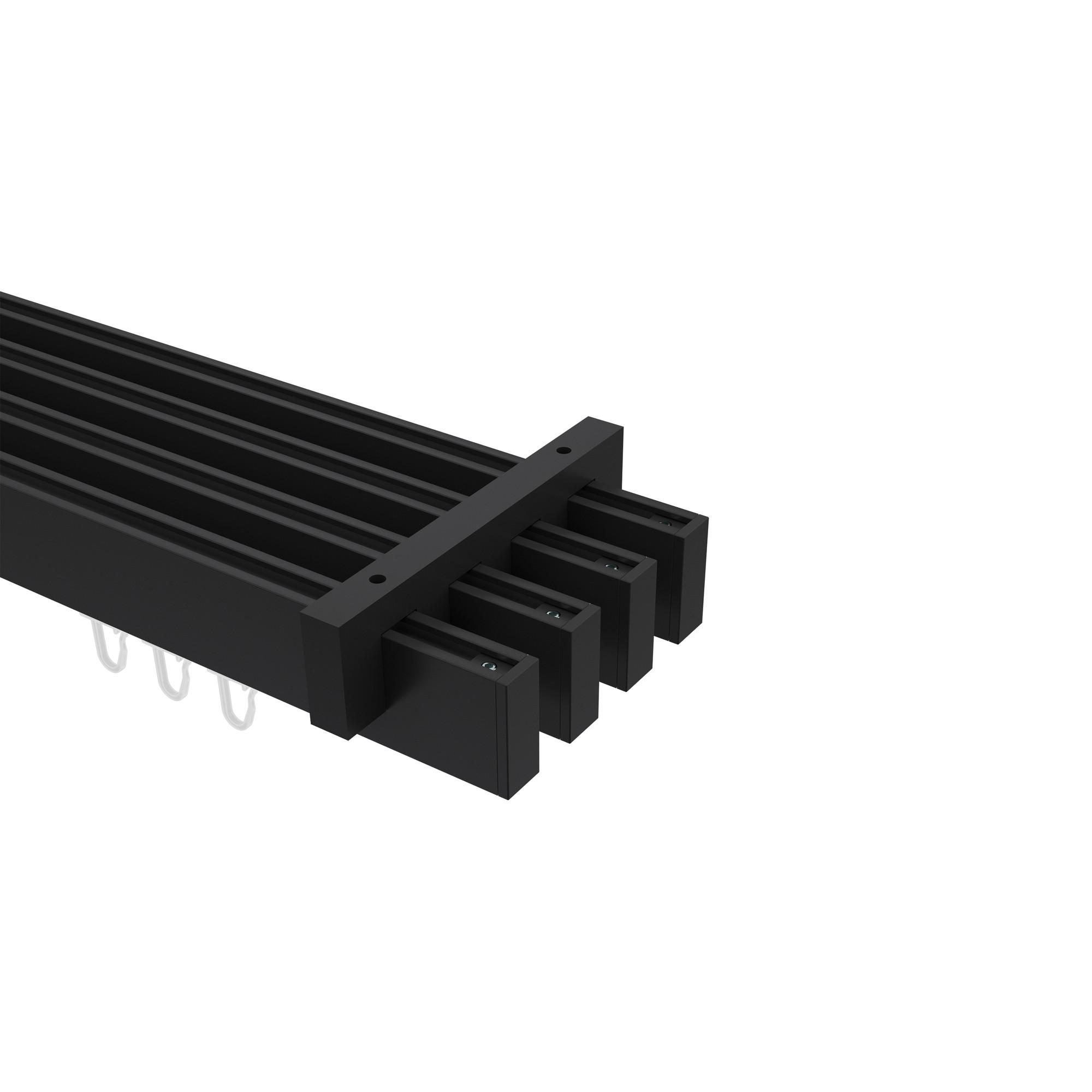 GARDINENSTANGE INNENLAUF Smartline Paxo 520 cm (geteilt in 4 x 130 cm), 4-läufig, 14x35 mm Schwarz - Schwarz, Metall (520cm) - INTERDECO