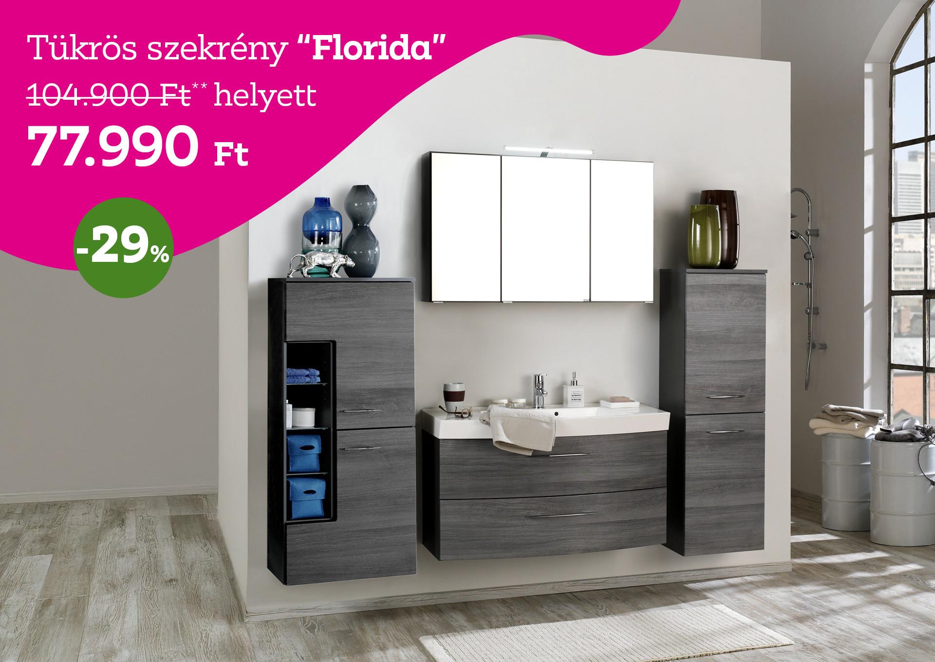 Tükrös szekrény Florida 109900 Forint helyett 77990 Forint kedvezmény mértéke 29%