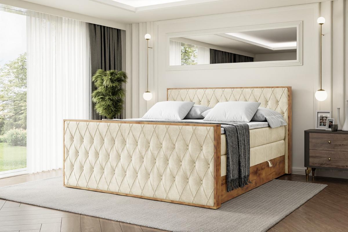 BOXSPRINGBETT mit Matratze H3|H4 und Lattenrost - LOLLI5-Z KING-120x200 - Beige Monolith - Beige, Holzwerkstoff (120/200cm) - ALTDECOR