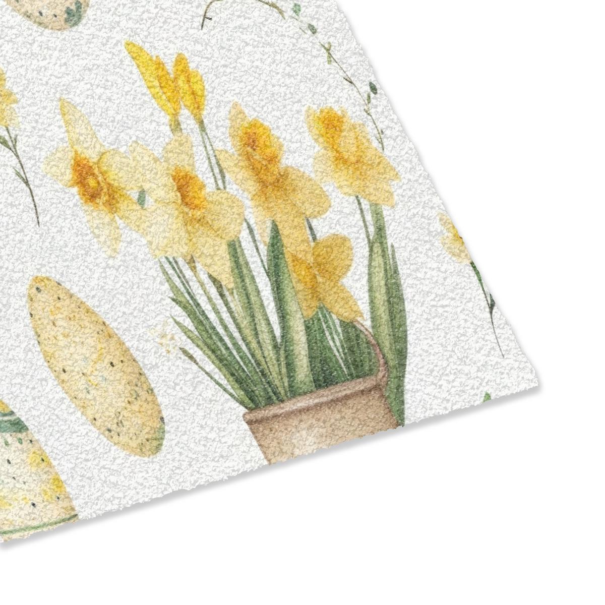 FUSSMATTE Gießkanne - Blumen - Eier Teppichmatte 60x40 cm - Gelb/Weiß, Kunststoff (40/60cm) - MuchoWow