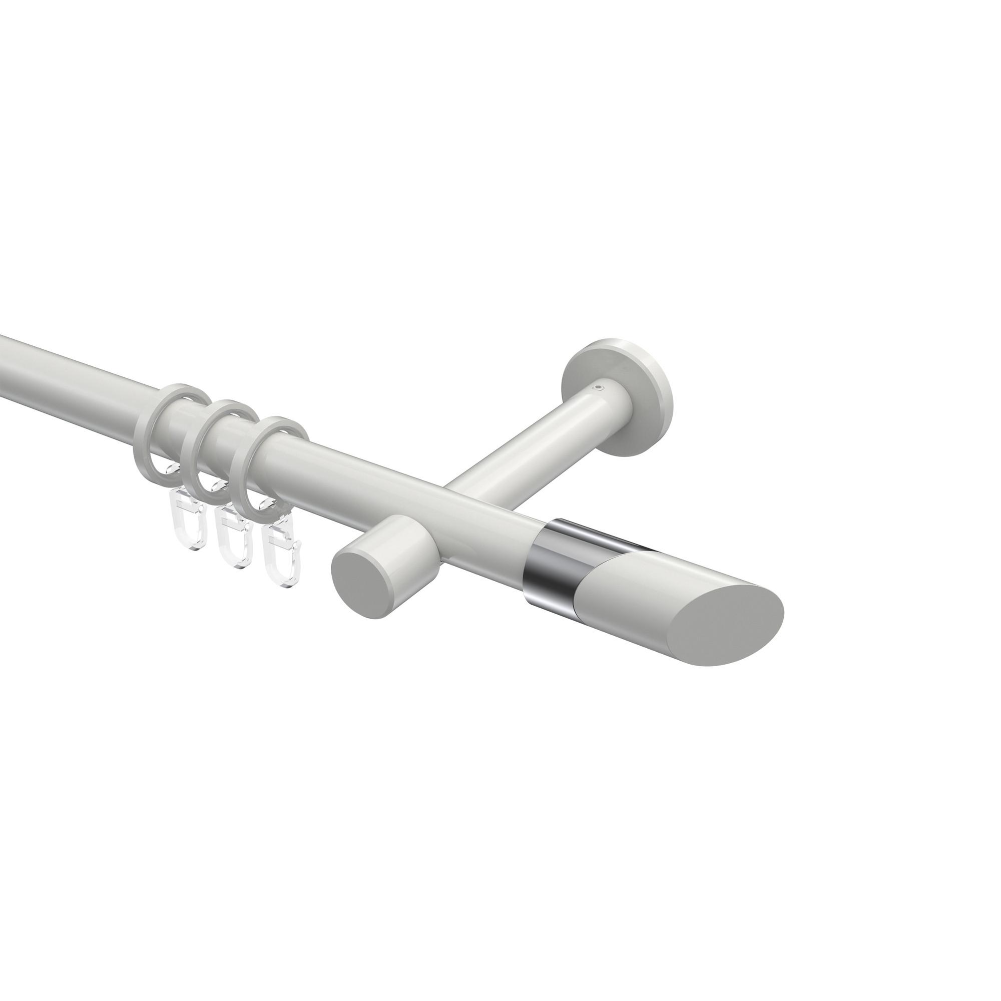 GARDINENSTANGE Prestige Verano 360 cm (geteilt in 2 x 180 cm), 1-läufig, 20 mm Ø Weiß - Chromfarben/Weiß, Metall (360cm) - INTERDECO