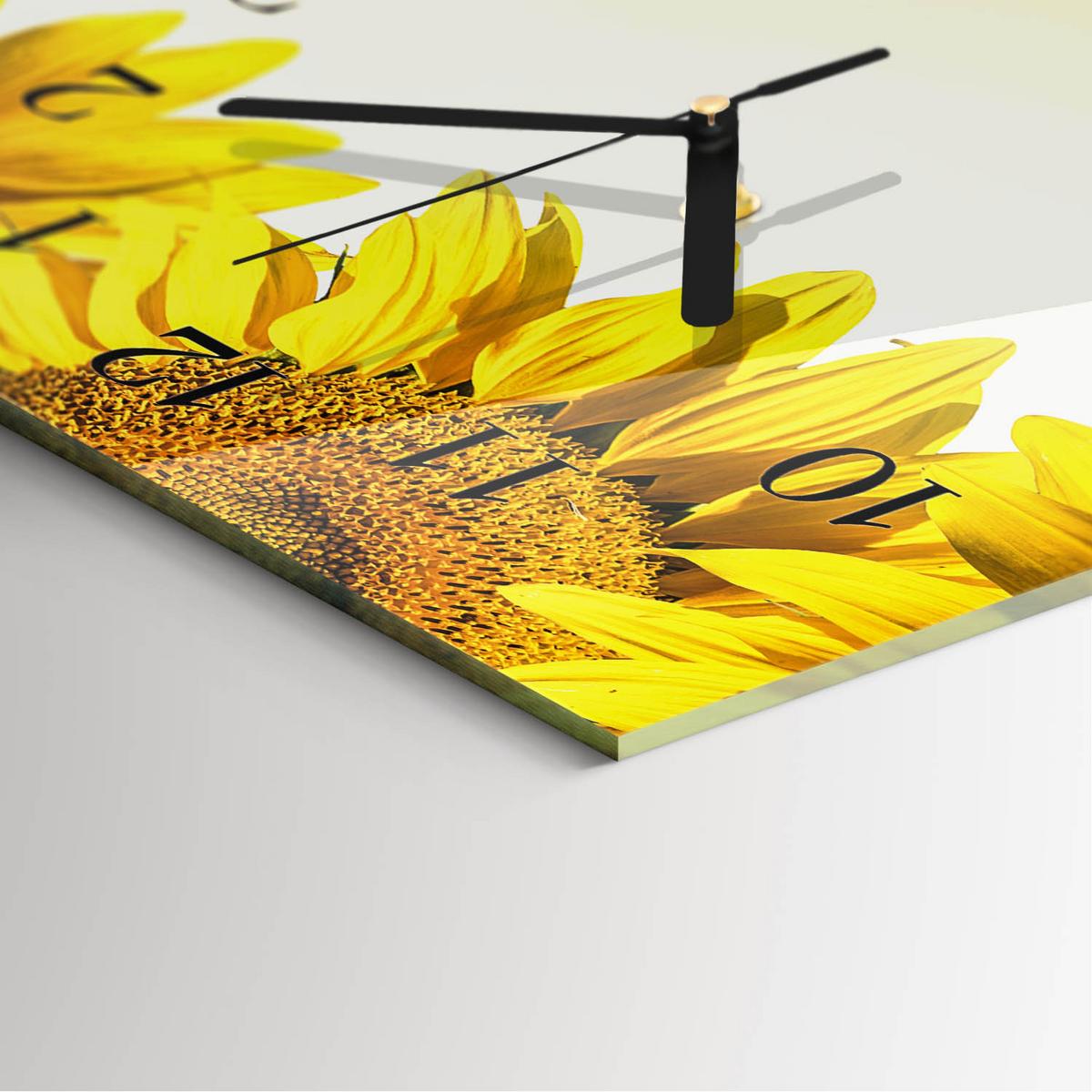 WANDUHR aus Glas 30x60 cm - Sonnenblume - Gelb, Glas (30/60/0.4cm) - TULUP