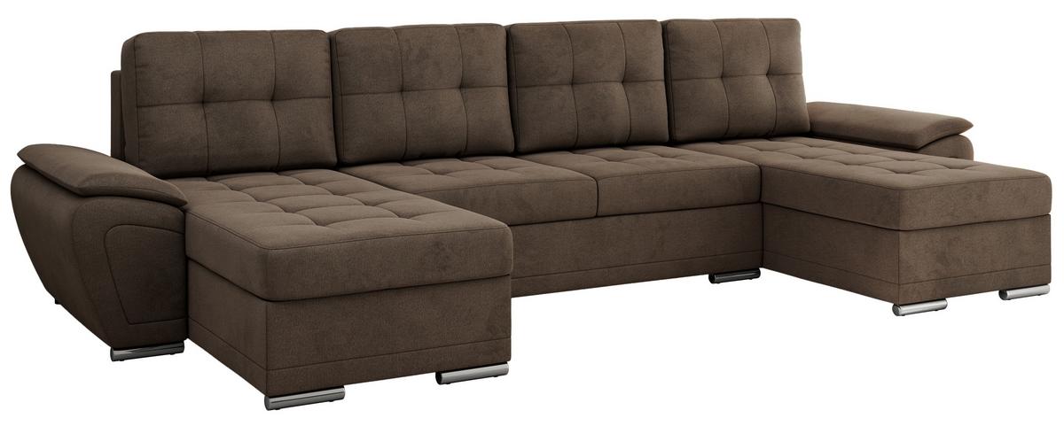 WOHNLANDSCHAFT UMBRIA U Braun Velvet - Braun/Grau, Textil/Metall (336/85/157cm) - MKS