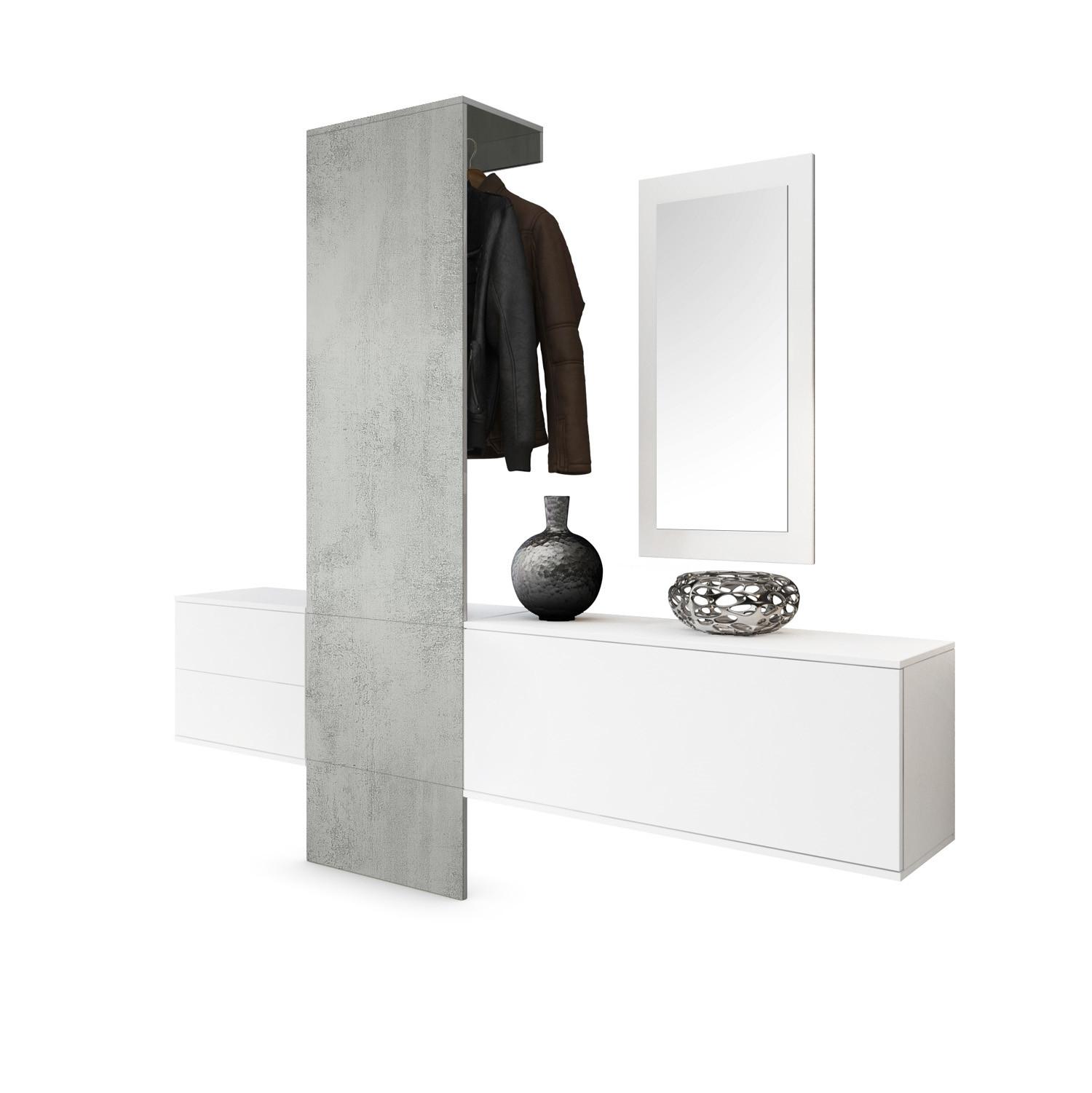 GARDEROBE Carlton Paneel in Beton Oxid Optik - Hellgrau, Holzwerkstoff (208/193/35cm) - Vladon