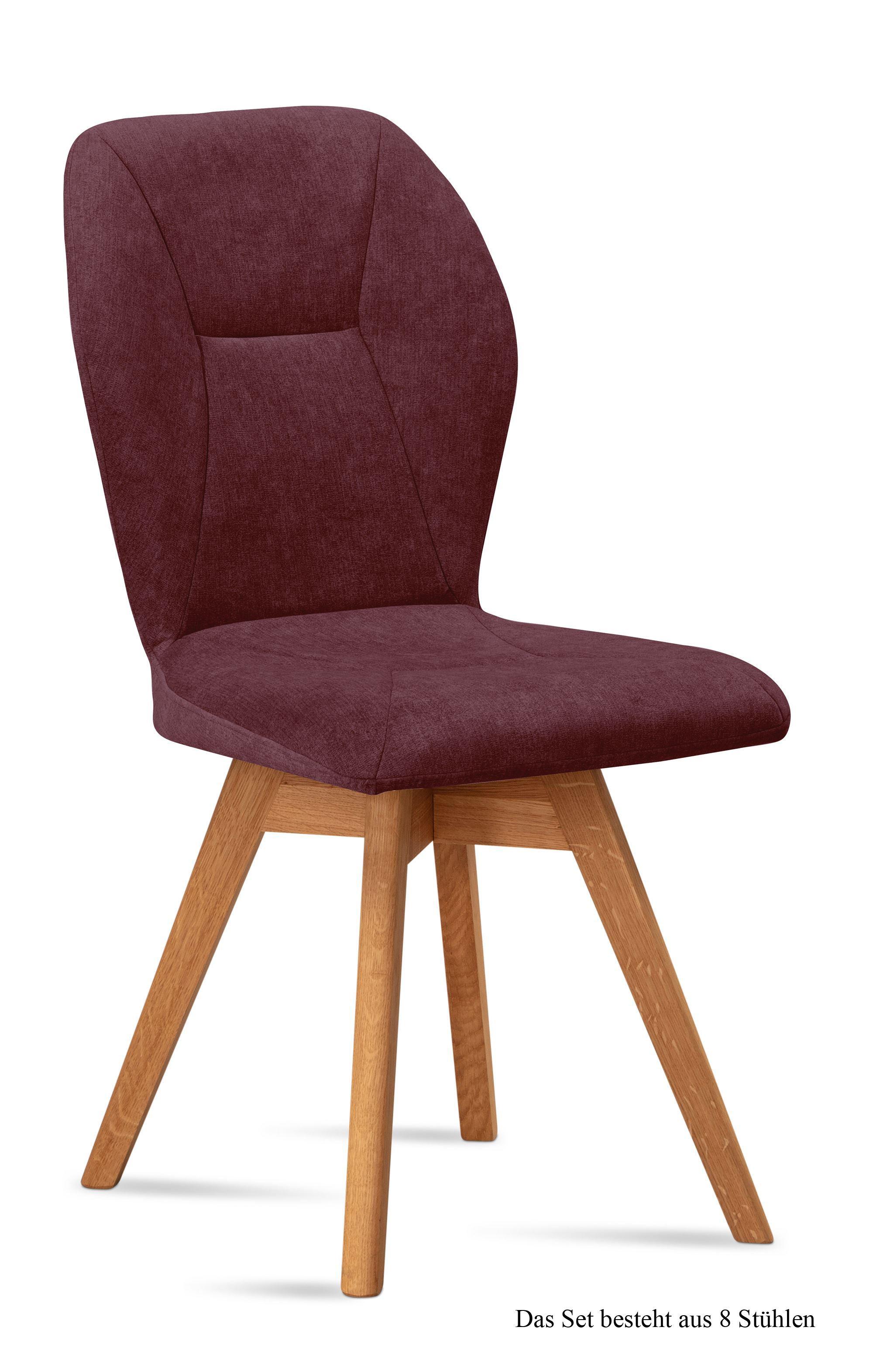 ESSZIMMERSTUHL drehbar (8er-Set) Draga 51x92x60 Eiche geölt/Marsala - Eichefarben/Brombeere, Kunststoff (60/92/51cm) - 58aufmkessel
