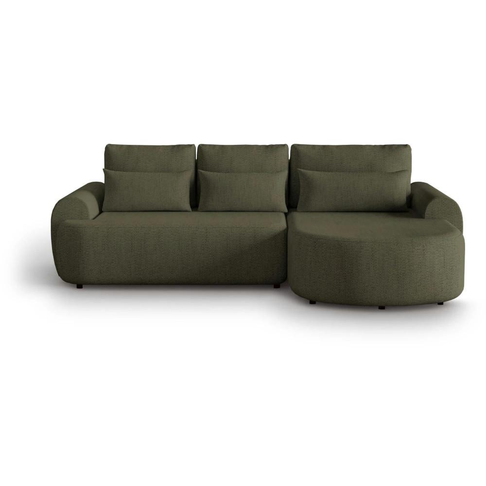 ECKSCHLAFSOFA Olivio L Olivgrün - Schwarz/Olivgrün, Kunststoff/Textil (266/170cm) - Beautysofa