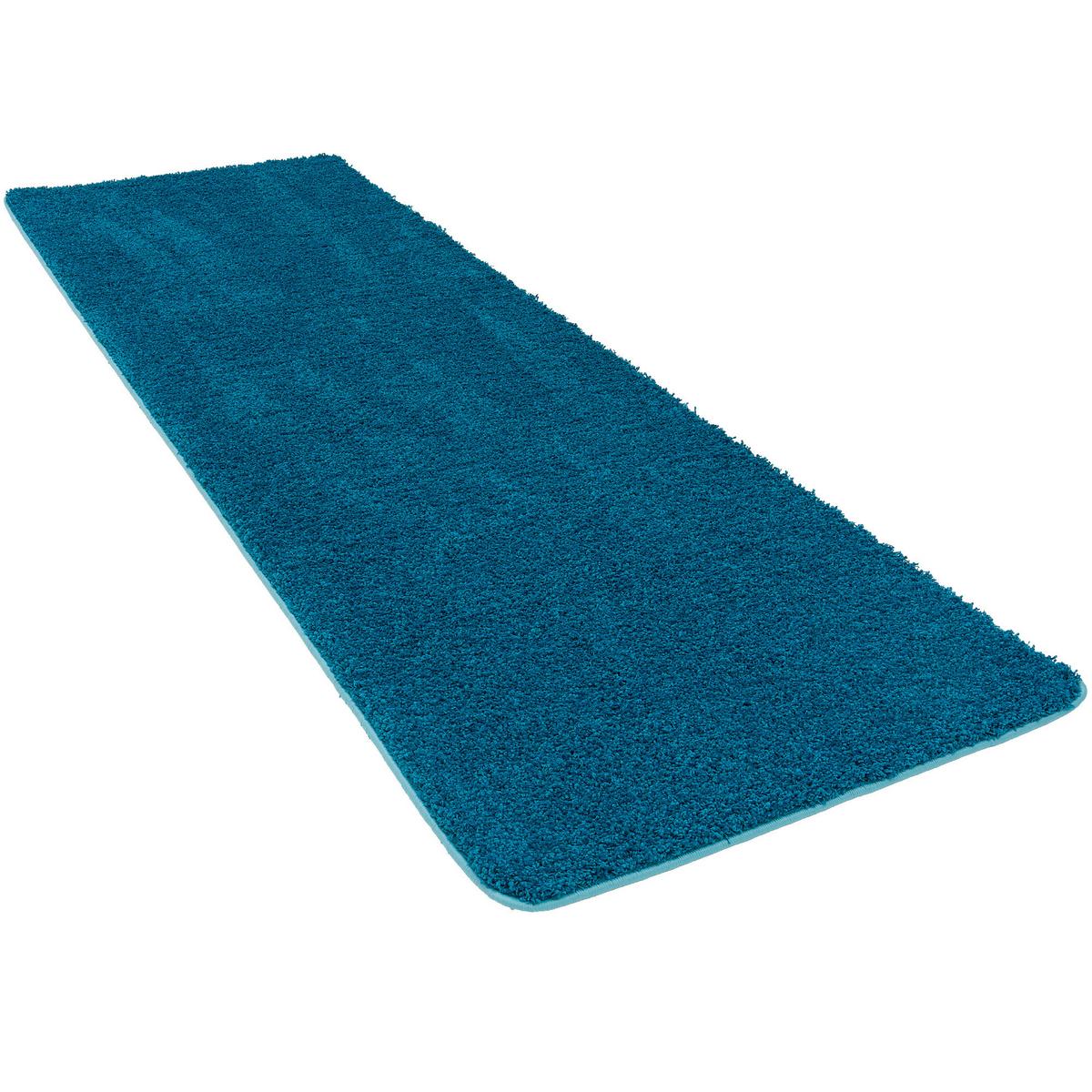 LUXUS HOCHFLOR LANGFLOR LÄUFER TEPPICH MILANO - Petrol, Textil (100/100cm) - Snapstyle