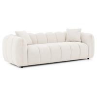 3-SITZER SOFA Nubira in tief gesteppter Bubble-Optik aus weichem Creme Strukturstoff im modernen Design - Creme/Schwarz, Holz/Kunststoff (228/69/89cm) - S-Style Möbel
