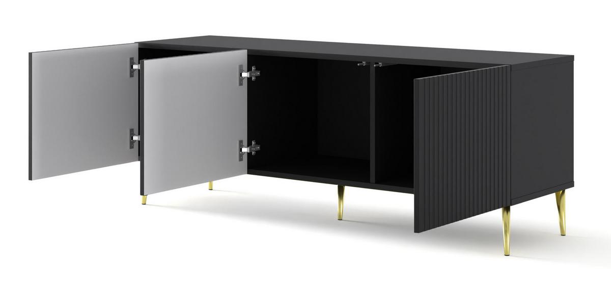 TV LOWBOARD Schwarz, Schwarz, Gold 150/56/42 - Goldfarben/Schwarz, Holzwerkstoff (150/56/42cm) - RAUMHIRSCH FURNITURE