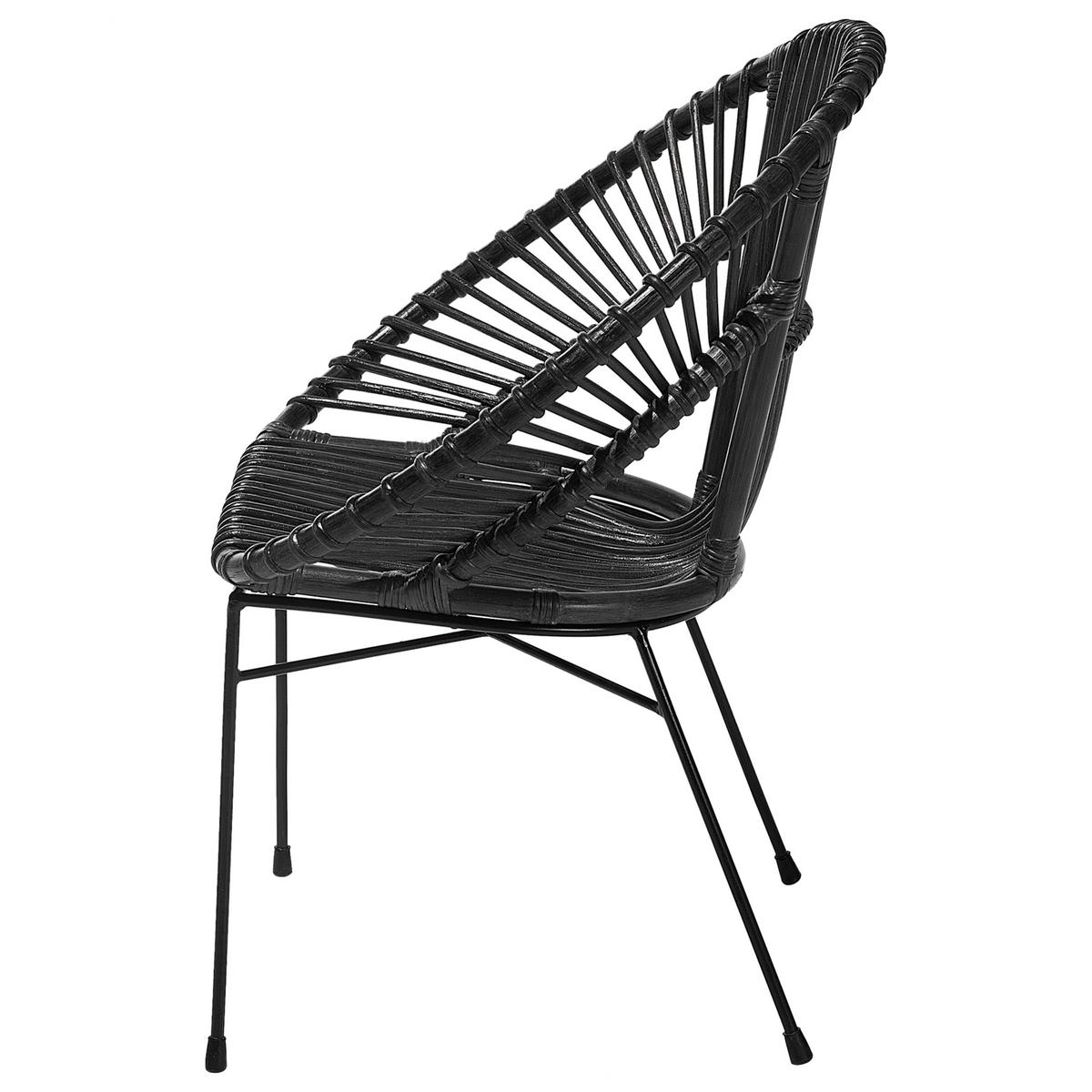 RATTANSTUHL Rattan Schwarz Sarita - Schwarz, Naturmaterialien/Metall (70/80/48cm) - Beliani