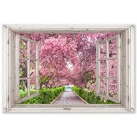 GARTENPOSTER Japanisch - Sakura - Blüte - Baum - Blütenzweige - Durchsichtig Gartendeko 90x60 cm - Rosa, Kunststoff (90/60/0.2cm) - OnlyWow
