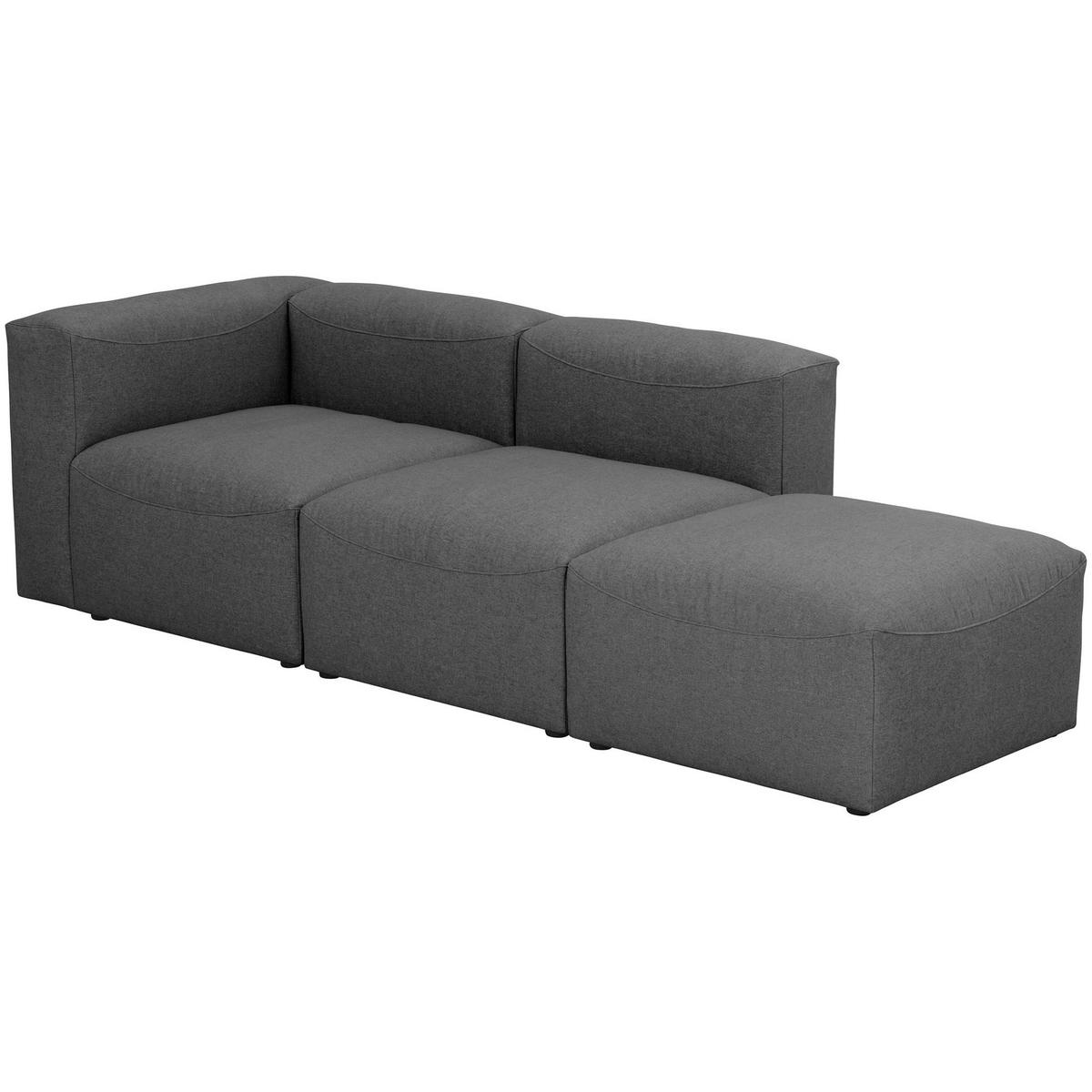 SOFA 2-Sitzer mit Hocker rechts Kattrina Flachgewebe anthrazit - Anthrazit, Kunststoff (100/73/250cm) - 58aufmkessel
