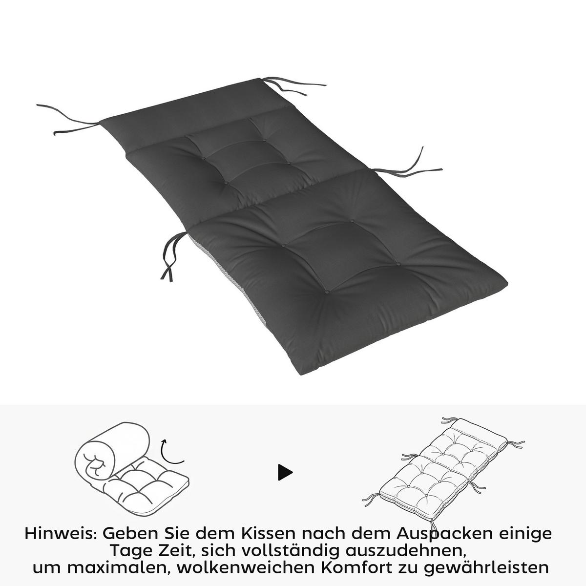 SITZKISSEN 4ER-SET aus Polyester Dunkelgrau - Dunkelgrau, Textil (111.5/53/8cm) - Outsunny
