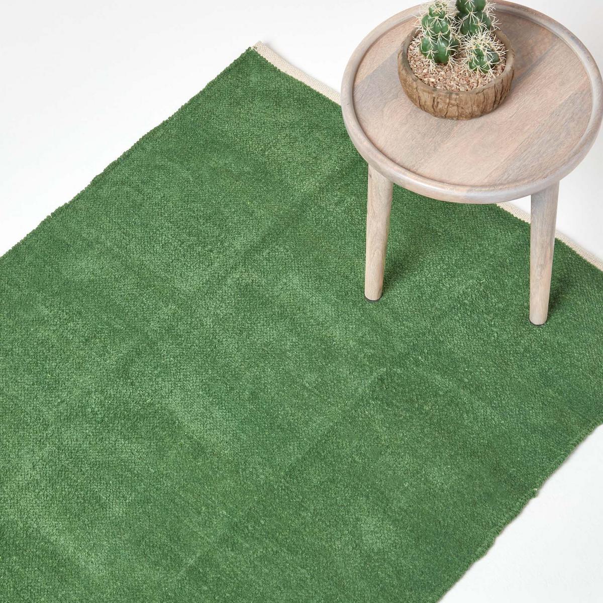 HANDWEBTEPPICH Chenille 110/170 cm - Dunkelgrün, Textil (110/170cm) - Homescapes