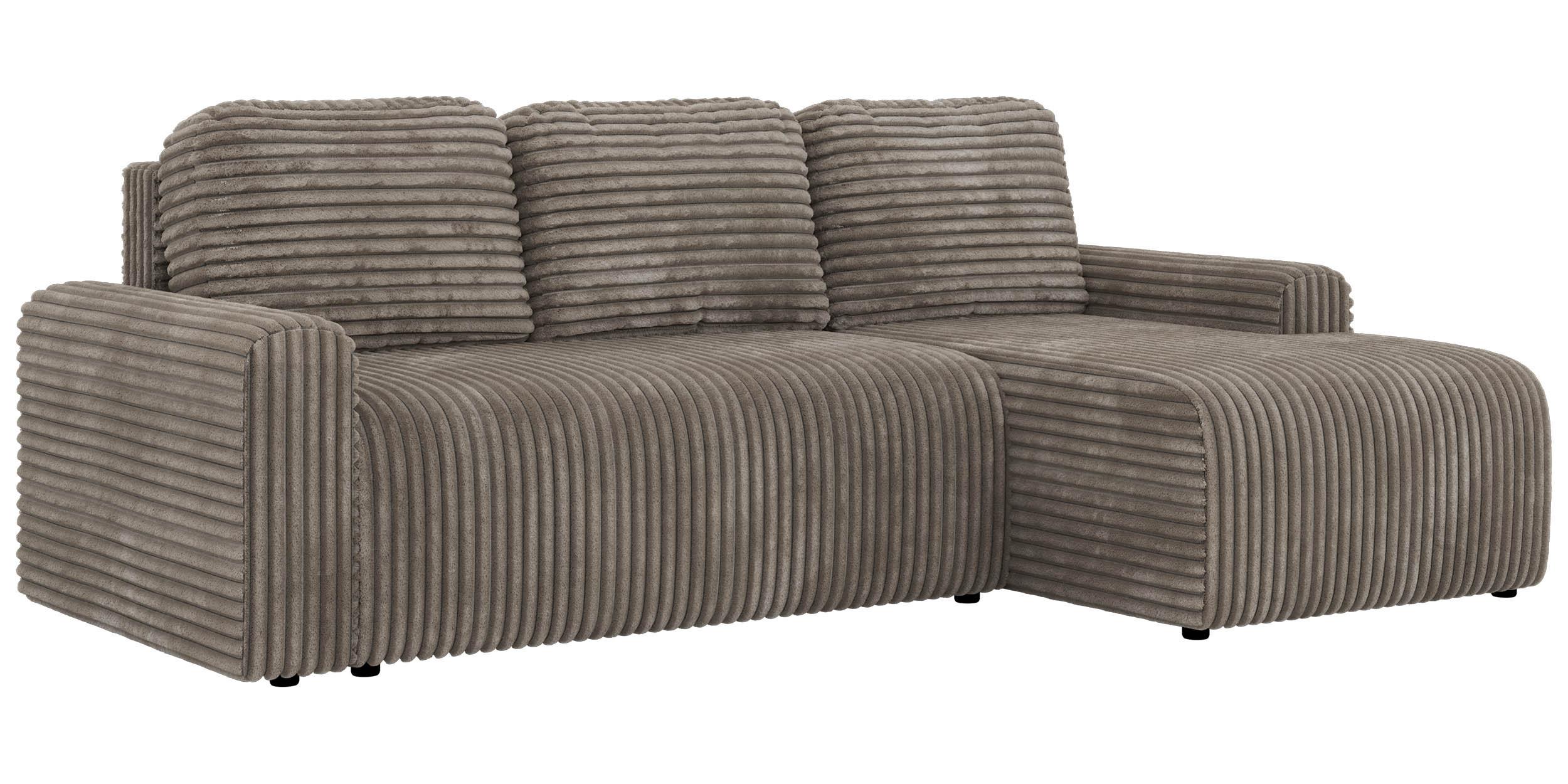 ECKSOFA NESSARO L Hellbraun Cord - Rechts Seite - Hellbraun/Schwarz, Kunststoff/Textil (151/244cm) - MKS