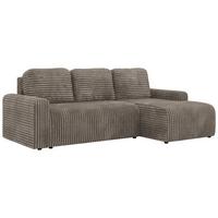 ECKSOFA NESSARO L Hellbraun Cord - Rechts Seite - Hellbraun/Schwarz, Kunststoff/Textil (151/244cm) - MKS
