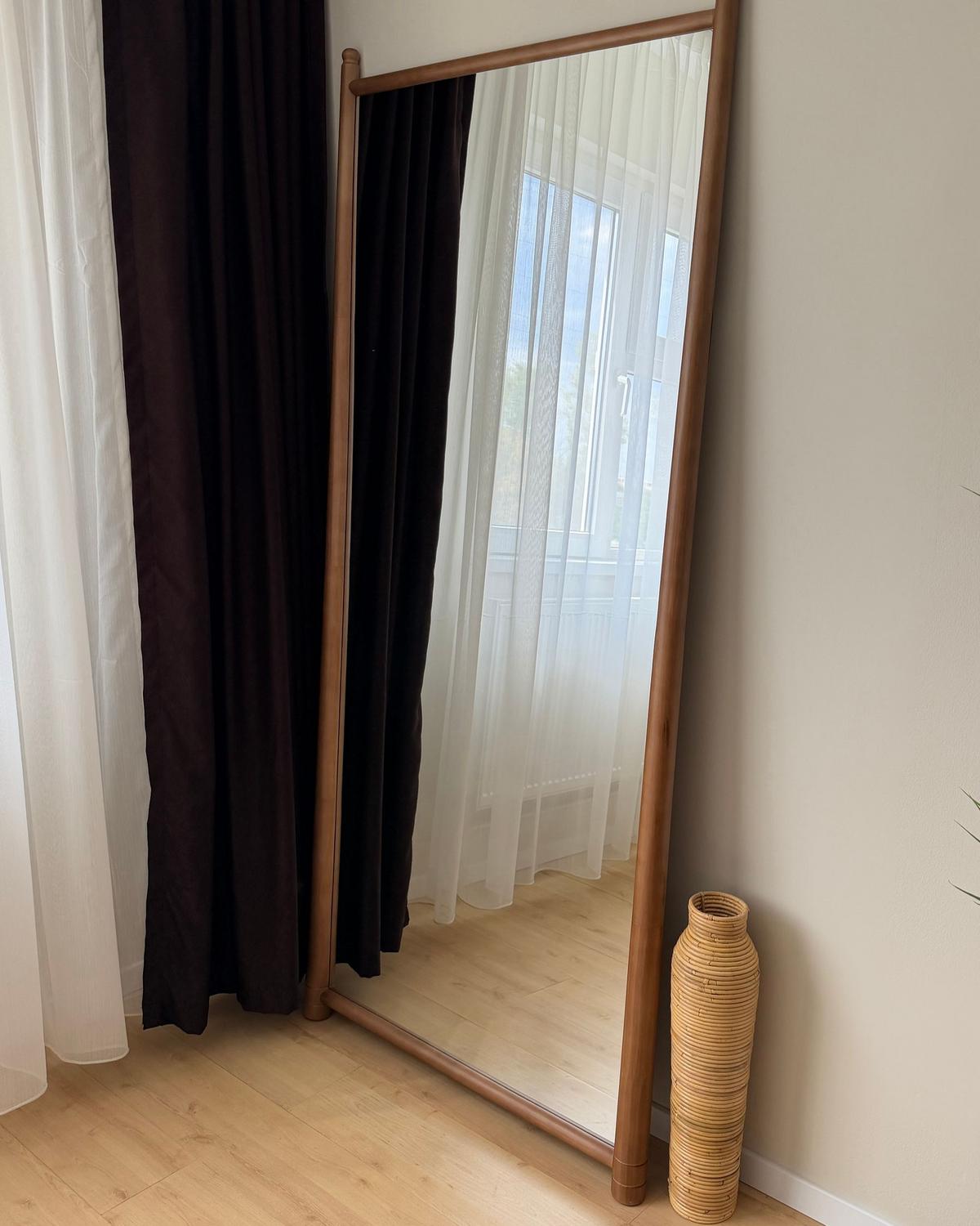 WANDSPIEGEL 90/200 cm Paulownia-Holz Hellbraun Canet - Hellbraun/Braun, Holz (90/200/8cm) - Beliani
