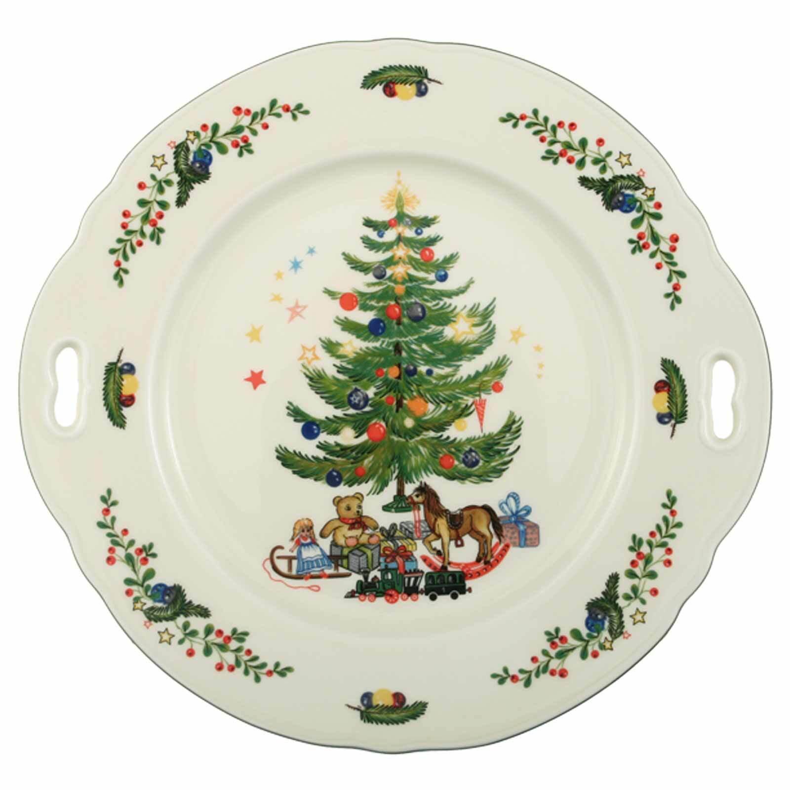 KUCHENPLATTE Marieluise Weihnachten weiß-grün 27,1 x 25,8 cm - Weiß/Grün, Keramik (25.8/2.6/27.1cm) - Seltmann Weiden