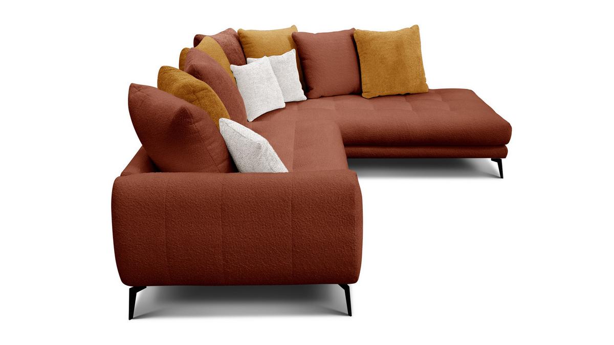 ECKSOFA CALME 5-Sitzer, dunkelorange und écru - Dunkelorange/Schwarz, Holz/Textil (294/229cm) - Wozimo