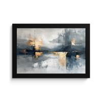 POSTER MIT RAHMENGERAHMTES BILD Kunst - Grau - Gold - Abstrakt 30x20 cm - Dunkelgrau, Papier (30/20cm) - MuchoWow