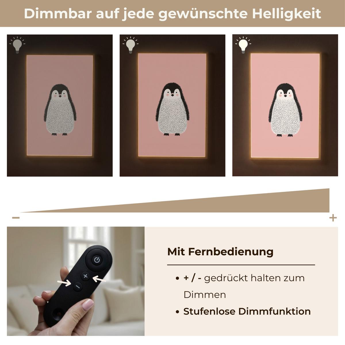 NACHTTISCHLAMPE MIT AKKU Pinguin - Punkte - Minimalistisch - Rosa 60x90 cm - Rosa, Holzwerkstoff (8/60/90cm) - OnlyWow