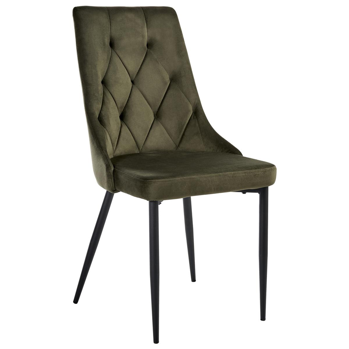 ESSZIMMERSTUHL 2er-Set Olivgrün Avenir - Schwarz/Grün, Textil (49/95/60cm) - Beliani