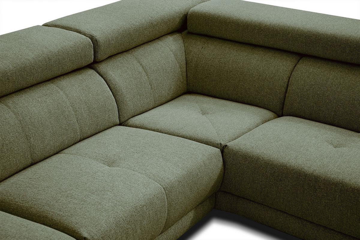 ECKSOFA MORELLO 5-Sitzer, olivgrün - Schwarz/Olivgrün, Holzwerkstoff/Textil (287/228cm) - Wozimo