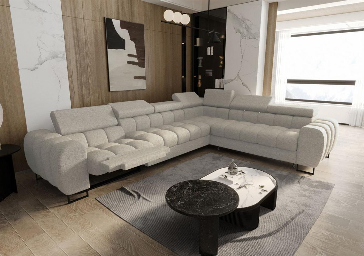 ECKSOFA Bastien Relax - Beige, Holzwerkstoff/Textil (330/260cm) - Fun Möbel