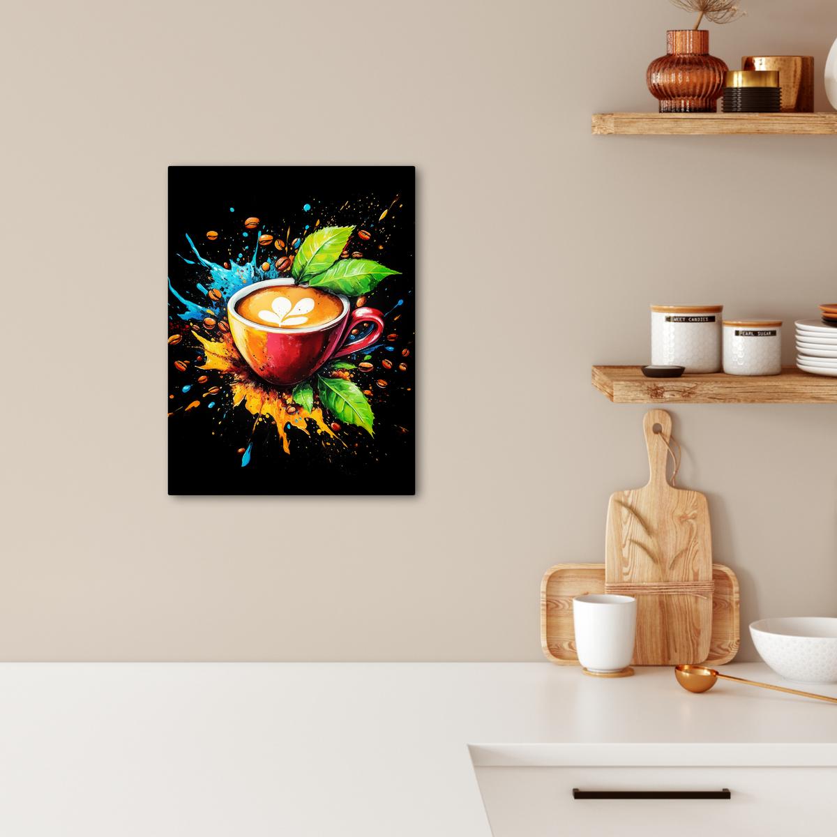 LEINWANDBILD Kaffee - Graffiti - Trinken - Abstrakt Room Decor 30x40 cm - Mokka, Textil (30/40cm) - MuchoWow